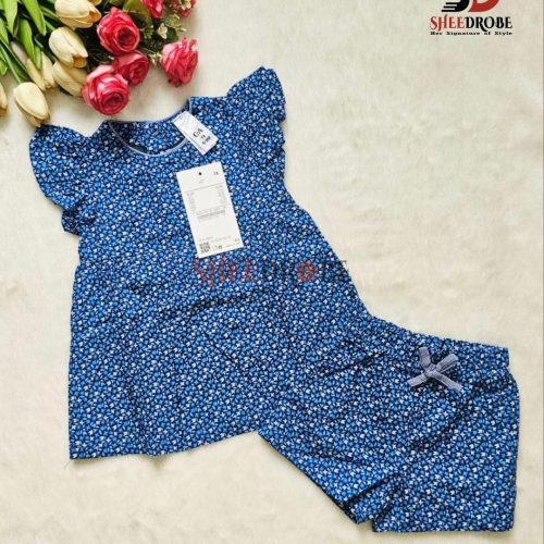 Girls Cotton Frock Set with Matching Pants – Soft & Breathable Kids Outfit