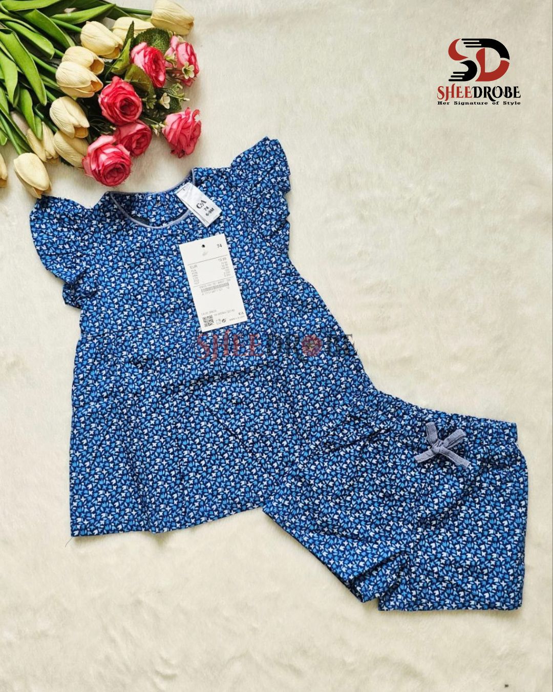 Girls Cotton Frock Set with Matching Pants – Soft & Breathable Kids Outfit