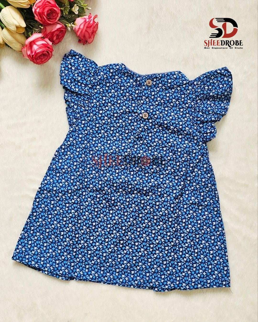 Girls Cotton Frock Set with Matching Pants – Soft & Breathable Kids Outfit - Image 3
